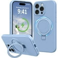 thumbnail image 1 of Dteck for iPhone 16 Pro Max Case with Stand, Slim Liquid Silicone Phone Cases for iPhone 16 Pro Max Compatible with MagSafe Magnetic Ring Kickstand Case Full Camera Protection,Blue, 1 of 5