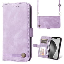 Dteck for iPhone 16 Pro Max Case Wallet with Card Holder, Crossbody Wallet Flip Cover for iPhone 16 Pro Max 6.9 Inch Men/Women, Shoulder Strap and Kickstand, Purple