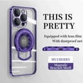 thumbnail image 1 of Dteck for iPhone 16 Pro Max Magnetic Clear Case,Compatible with MagSafe Ring Bracket Invisible Stand Folding Holder Crystal Transparent Plating Magnetic for Car Mount Holder Cover,Darkpurple, 1 of 6