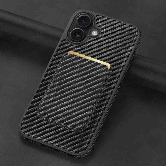 Dteck For iPhone 16 Pro Max Magnetic Wallet Detachable Card Holder Case, MagSafe Compatible Shockproof Kickstand and Wireless Charging Support, 2-in-1 Protective Cover, Carbon Fiber Texture Black