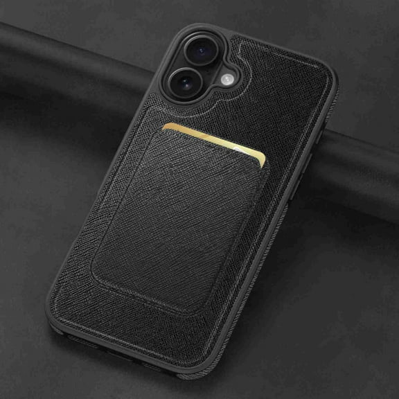 Dteck For iPhone 16 Pro Max Magnetic Wallet Detachable Card Holder Case, MagSafe Compatible Shockproof Kickstand and Wireless Charging Support, 2-in-1 Protective Cover, Cross Pattern Black
