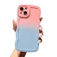 thumbnail image 1 of Dteck for iPhone 16 Pro Max Phone Case, Cute Gradient Color Curly Wave Frame Camera Lens Cover Protective Shockproof Bumper Soft Silicone Phone Cover, C, 1 of 7