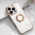 thumbnail image 1 of Dteck for iPhone 16 Pro Max Ring Holder Case 360 Degree Rotation Kickstand Girly Case Shiny Plating Work with Magnetic Car Mount Slim Soft TUP Case for Women Girls, White, 1 of 8