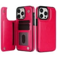 thumbnail image 1 of Dteck for iPhone 16 Pro Max Wallet Case with Card Holder, Classic PU Leather Kickstand Card Slots Case, Double Magnetic Clasp and Durable Shockproof Cover, Rose, 1 of 7