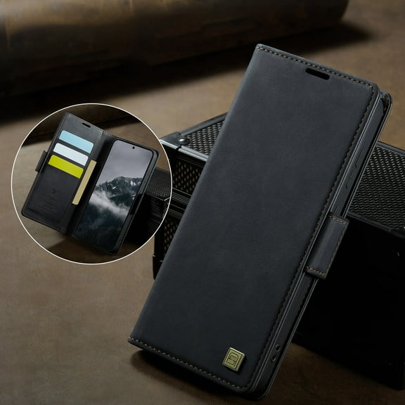 Dteck for iPhone 16 Pro Max Wallet Case, PU Leather Flip Folio Case with Card Holders RFID Blocking Kickstand Shockproof TPU Inner Shell Protective Phone Cover,Black