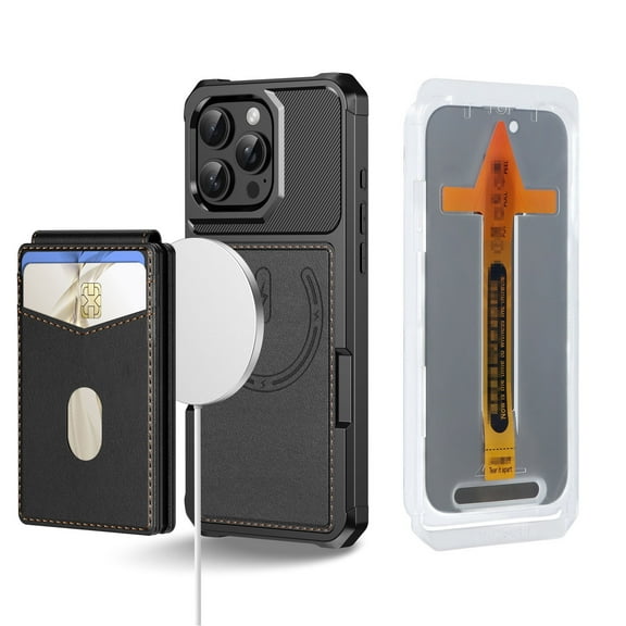 Dteck for iPhone 16 Pro Max Wallet Case with Privacy Screen Protector, Compatible with MagSafe, RFID Blocking Credit Slots Kickstand Shockproof Detachable Magnetic Phone Cover for Women Men,Black