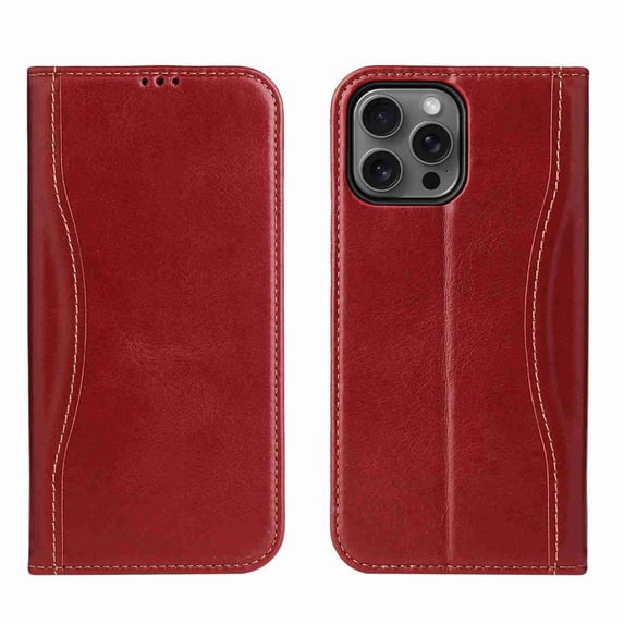 Dteck for iPhone 16 Pro Max Wallet Case, Shockproof PU Leather Flip Folio Case with Card Holders RFID Blocking Kickstand TPU Inner Shell Clasic Phone Cover for Men Women, Red