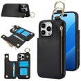 thumbnail image 1 of Dteck for iPhone 16 Pro Wallet Case, Flip Leather Case with RFID Blocking Card Holder Zipper Pocket, Ring Holder Kickstand Protective Folio Phone Cover for iPhone 16 Pro,Black, 1 of 8
