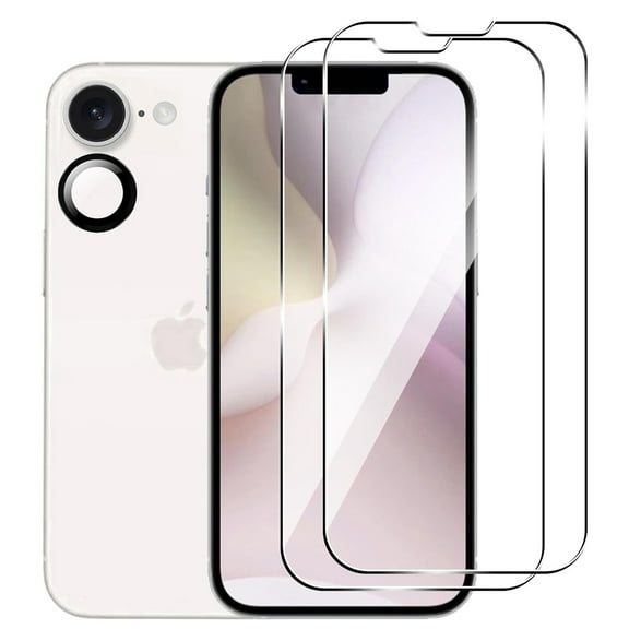 Dteck for iPhone 16e / iPhone 17e Screen Protector with Camera Lens Protector,9H Hardness Anti-Scratch 2PCS Tempered Glass Screen Protector+1 SET Camera Lens Protector,Black