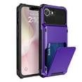 thumbnail image 1 of Dteck for iPhone 16E 2025 released Wallet Case, Credit Card Holder ID Slot Pocket Dual Layer Protective Bumper Rugged TPU Rubber Armor Hard Shell Cover, Purple, 1 of 8