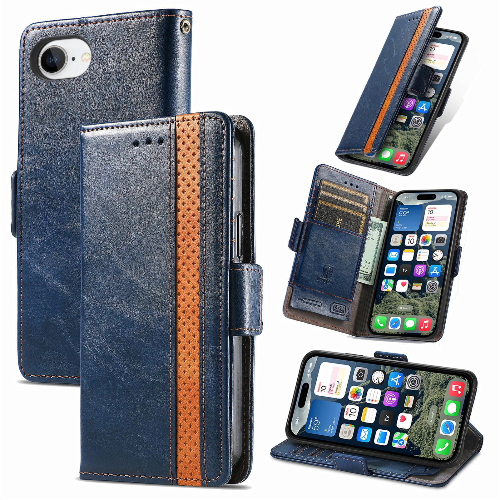 For IPhone 14 Pro Max Wallet Case With Card Holder & Zipper Pocket – PU Leather Magnetic Flip Folio Cover, 9 Card Slots, Kickstand & Wrist Strap | Retro Purse Style Handbag
