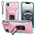 thumbnail image 1 of Dteck for iPhone 16e Case with Camera Protection Sliding Cover + Lanyard, Military Grade Drop Protection Rugged Shockproof Cover with Kickstand 6.1 inch 2025,Pink Mint, 1 of 9