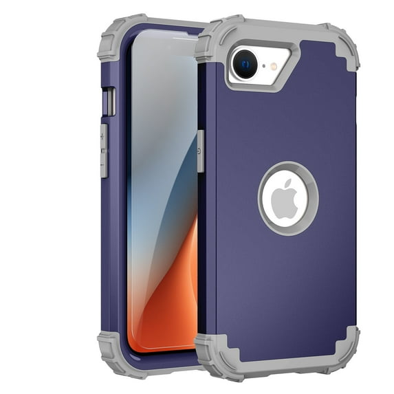 Dteck for iPhone 16e Case with Screen Protector, Heavy Duty Shockproof Dust/Drop Poof 3 Layers Full Bady Protection Rugged Cover Case for iPhone 16E 2025 6.1",Deep Blue
