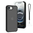 thumbnail image 1 of Dteck for iPhone 16e Case with Screen Protector + Lanyard Wrist Strap, Translucent MatteShockproof Protective Phone Case for iPhone 16e 6.1 Inch, Black, 1 of 6