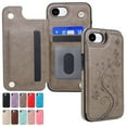 thumbnail image 1 of Dteck for iPhone 16e Case Wallet, Flip Folio PU Leather Cover with Floral Design, 4 Card Slots & Kickstand Function, Stylish Protective Phone Case for Women Men 6.1",Gray Embossing, 1 of 9