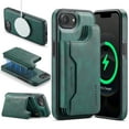 thumbnail image 1 of Dteck for iPhone 16e Magnetic Case with Detachable Wallet Card Holder, Compatible with MagSafe, RFID Blocking Credit Slots Kickstand Shockproof Phone Cover for Women Men,Green, 1 of 6