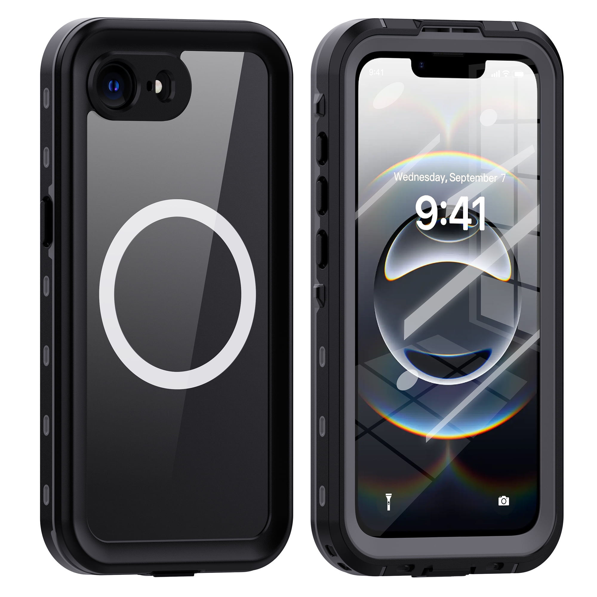Dteck for iPhone 16e Waterproof Case, Shockproof Dustproof Case with Built-in Clear Screen Protector, Full Body Heavy Duty Sealed Protective Cover for iPhone 16e 6.1" 2025,Black