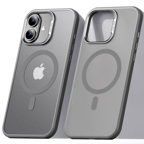 Dteck for iPhone 17 Magnetic Case, Shockproof Compatible with MagSafe Accessory, Drop Protection Magnetic Phone Case Scratch-Resistant Frosted Back Cover, Gray
