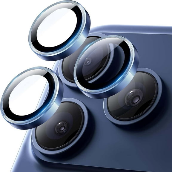 Dteck for iPhone 17 Pro Camera Lens Protector, 9H Tempered Galss with Metal Individual Ring, HD Invisible Fit Camera Screen Protector Cover Accessories Case Friendly,Blue