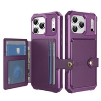 Dteck for iPhone 17 Pro Case with Back Wallet Card Holder, Hybrid Rubber Bumper Shockproof Magnetic Back Flip Case for iPhone 17 Pro Wallet Case for Women Men, Purple