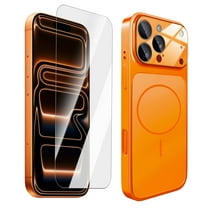Dteck for iPhone 17 Pro Case with Screen Protector, Compatible with MagSafe, Full Camera Protection, Built-in Magnetic Ring, Shockproof Protective Phone Case for iPhone 17 Pro 6.3 Inch,Orange