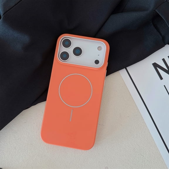 Dteck For iPhone 17 Pro Max Back Cover Protective Case, Magnetic Hard PC Shell, Anti-Scratch, Anti-Fingerprint, Shock-Absorbent and Dust/Dirt Proof,Orange