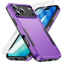 Dteck for iPhone 17 Pro Max Case with  Auto-Alignment Install Screen Protector, Dual Layer Heavy Duty Shockproof Drop Protection Protective Phone Cases Cover, Purple Black