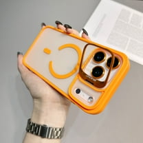 Dteck for iPhone 17 Pro Max Case, Compatible with MagSafe ,Built-in Camera Ring Stand,with Individual Camera Cover, Translucent Matte PC   TPU Military-Grade Drop Protection Magnetic Case,Orange