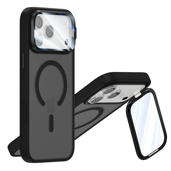 Dteck for iPhone 17 Pro Max Case, Compatible with MagSafe, Military-Grade Protective Case, Built-in Stash Stand Phone Case, Scratch-Resistant Matte Back Cover 6.9 Inch,Black