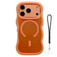 thumbnail image 1 of Dteck Curly Wavy Frame Case for iPhone 17 Pro Max, Compatible with MagSafe, Shockproof Translucent Frosted Back Phone Cover,Orange, 1 of 5