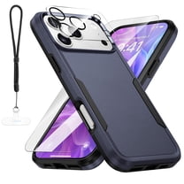 Dteck for iPhone 17 Pro Max Case with Glass Screen Protector   Camera Lens Cover, Military Grade Drop Protection Full Body Shockproof Protective Cover 6.9 Inch with Wrsit Strap,Blue