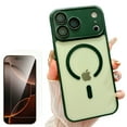 thumbnail image 1 of Dteck for iPhone 17 Pro Max Case with Glass Screen Protector, Compatible with MagSafe, Shockproof Translucent Matte Anti-Slip Phone Case with Camera Lens Cover,Dark Green, 1 of 6