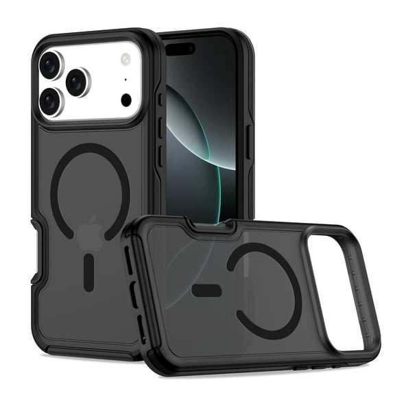 Dteck for iPhone 17 Pro Max Case, Heavy Duty Protection Magnetic Case Compatible with MagSafe Accessory Wireless Charging Hard Matte Back Cover, Black