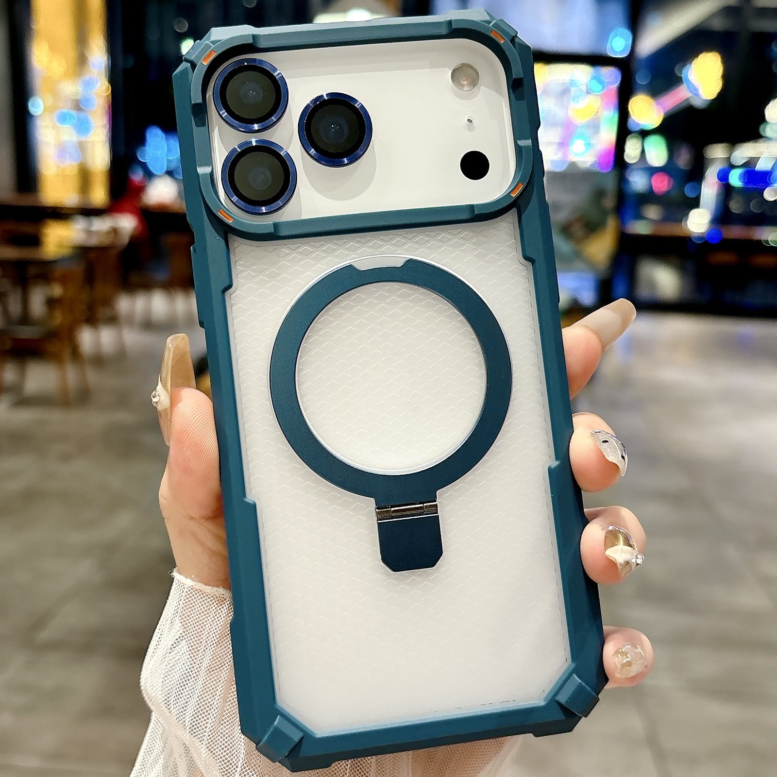 Dteck for iPhone 17 Pro Max Case with Individual Camera Lens Cover,  Compatible with MagSafe, Shockproof Magnetic Ring Stand Silicone Bumper ...