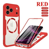 Dteck for iPhone 17 Pro Max Case with Screen Protector, Compatible with MagSafe Accessory, Full Body Camera Protection Rugged Silicone Hybrid Slim Clear Phone Case, Red