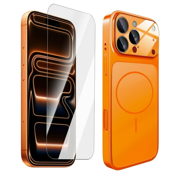 Dteck for iPhone 17 Pro Max Case with Screen Protector, Compatible with MagSafe, Full Camera Protection, Built-in Magnetic Ring, Shockproof Protective Phone Case for iPhone 17 Pro Max 6.9 Inch,Orange