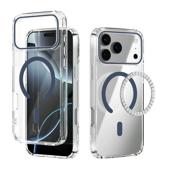 Dteck for iPhone 17 Pro Max Case, Strong Magnetic Compatible with MagSafe,Transparent Clear Slim Fit,Non-Yellowing Women Men Drop Protective Phone Case for iPhone 17 Pro Max,Deep Blue