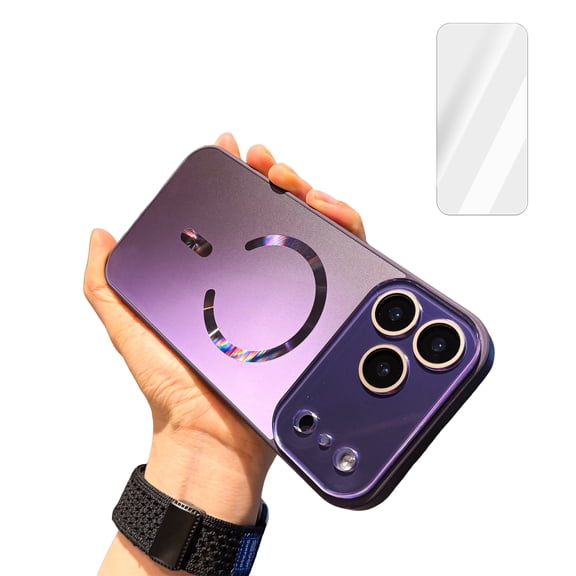 Dteck For iPhone 17 Pro Max with Screen Protector, Magnetic Shockproof Case with Laser Lens Protection Anti-Drop TPU Slim Fit Hard PC + TPU Case, Darkpurple