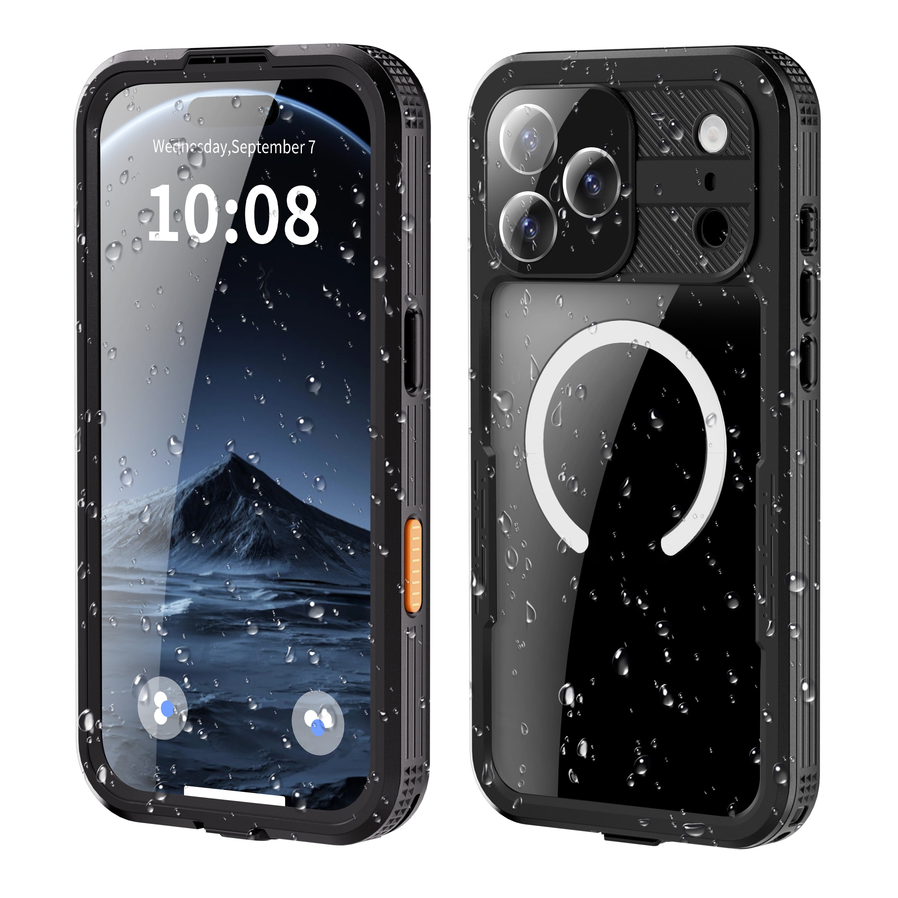 Dteck for iPhone 17 Pro Max Waterproof Case Compatible with MagSafe, Magnetic Waterproof Full Body IP68 Underwater Case Built-in Screen Protector Military Grade Shockproof Case for Men Women,Black