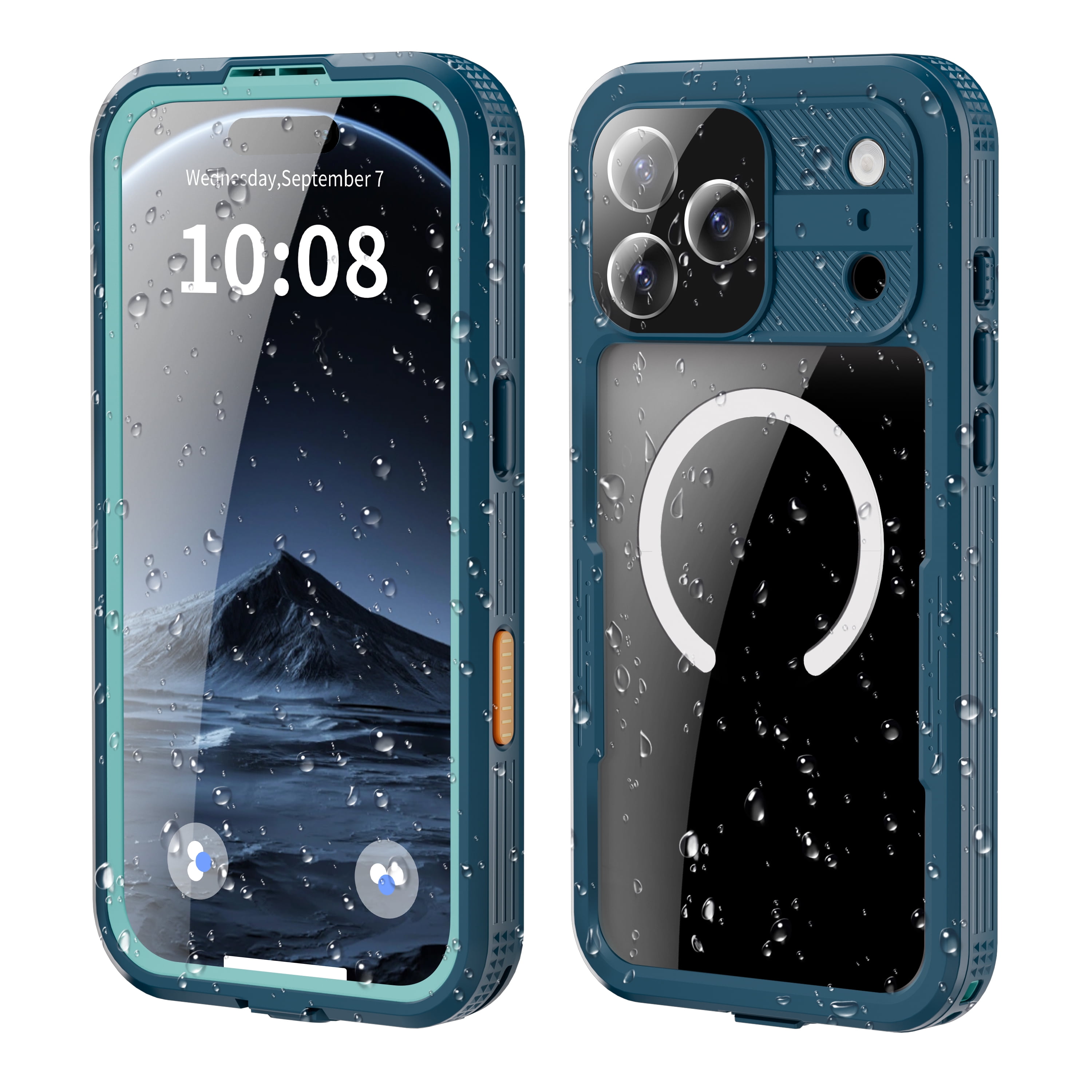 Dteck for iPhone 17 Pro Max Waterproof Case Compatible with MagSafe, Magnetic Waterproof Full Body IP68 Underwater Case Built-in Screen Protector Military Grade Shockproof Case for Men Women,Blue