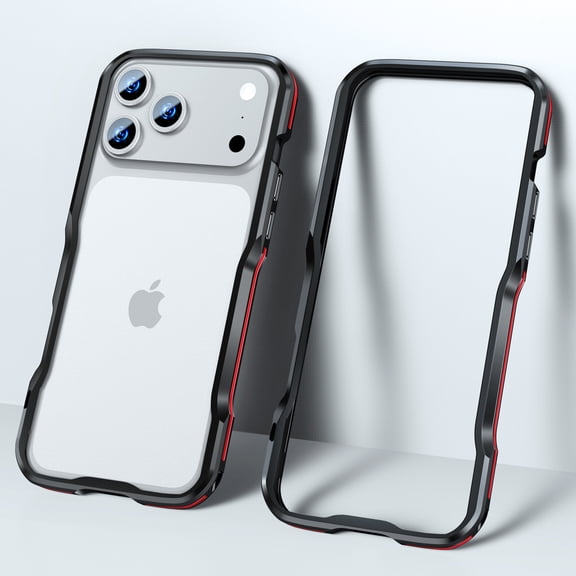 Dteck for iPhone 17 Pro Metal Bumper Case, Aluminum Alloy Frame Backless Heat Dissipation, 4 Corner Shockproof Protection Phone Cover for iPhone 17 Pro 6.3 Inch,Red