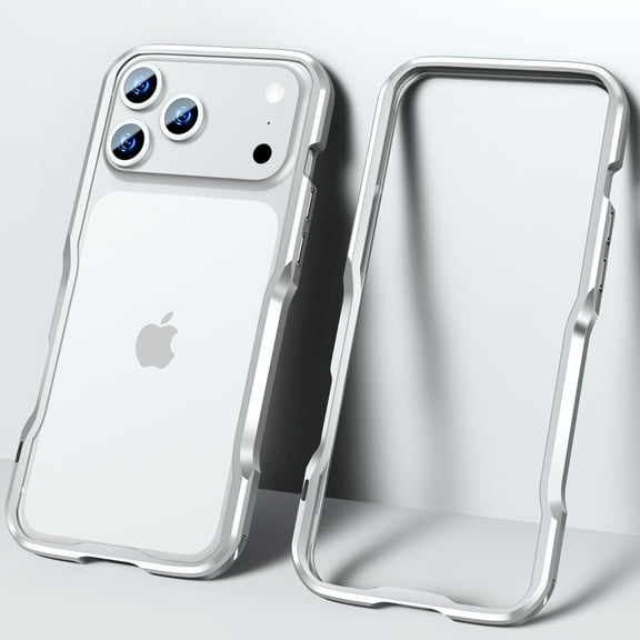 Dteck for iPhone 17 Pro Metal Bumper Case, Aluminum Alloy Frame Backless Heat Dissipation, 4 Corner Shockproof Protection Phone Cover for iPhone 17 Pro 6.3 Inch,Silver