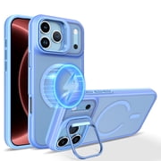 Dteck for iPhone 18 Pro Max Case / iPhone 17 Pro Max Case with Camera Stand, Compatible with MagSafe, Matte Translucent Magnetic Phone Cover,Light Blue