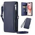 thumbnail image 1 of Dteck for iPhone 6s Plus/6 Plus Wallet Case, Crossbody Zipper Purse with Wrist for Women Men, 8-Card Slots Holder PU Leather Kickstand Flip Cover Phone Case,Blue, 1 of 7