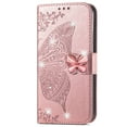 thumbnail image 1 of Dteck for iPhone 7 / 8 / SE 2022 & 2020 Case Wallet for Women, Flip Folio Cover with Butterfly Embossed Diamond PU Leathe Stand Card Holder Protective Case with Wrist Strap,Rosegold, 1 of 6