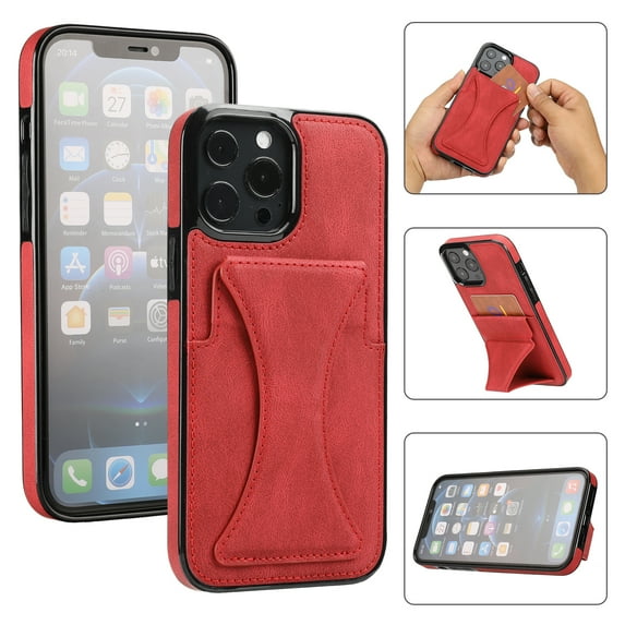Dteck for iPhone 7 / iPhone 8 / SE 2022 & 2020 Wallet Case with Card Holder, Shockproof Slim Premium PU Leather Protective Cover Flip Back Wallet Purse Case with Card Slots & Stand, red
