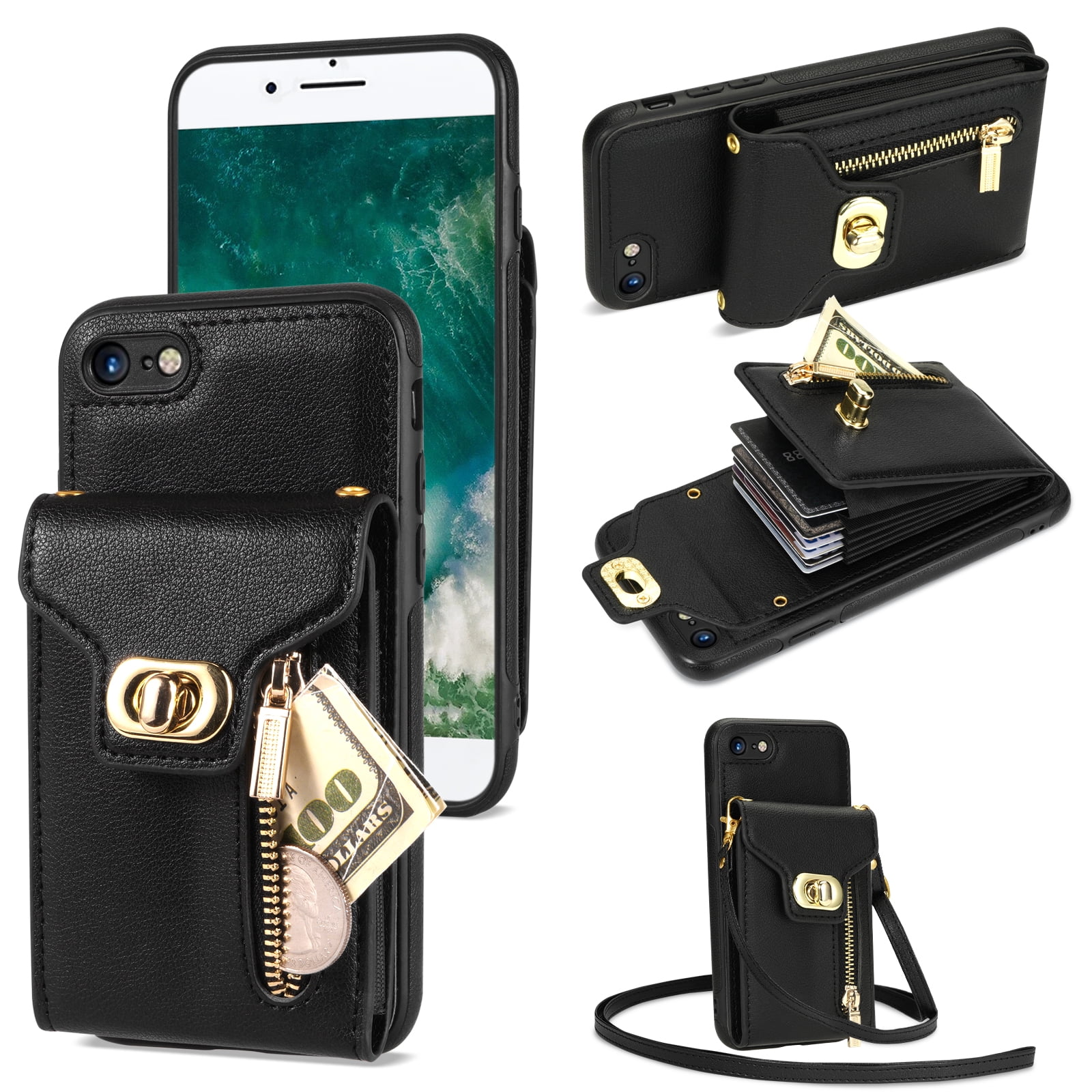 Dteck for iPhone iPhone SE 2022 2020 Zipper Pocket Case