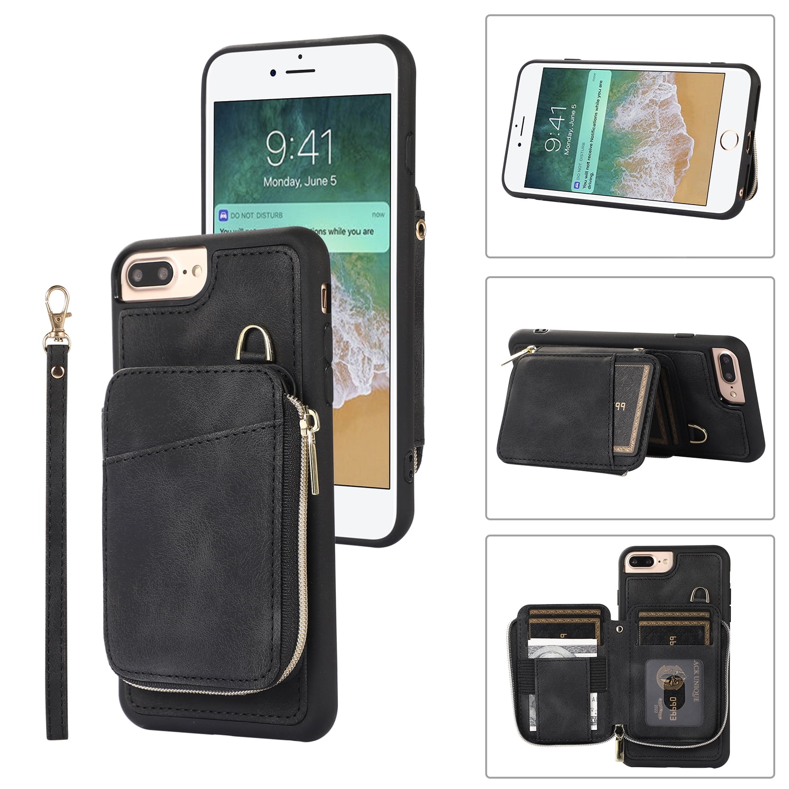 Dteck for iPhone iPhone SE 2022 2020 Zipper Wallet Case