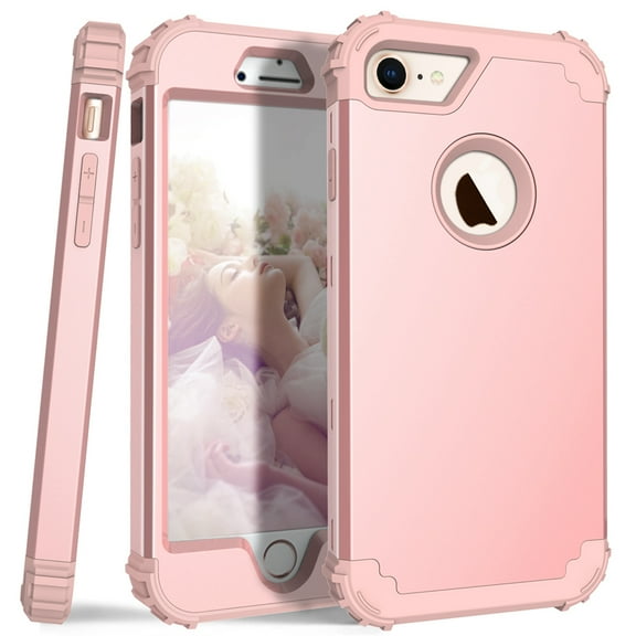 Dteck iPhone 7 Case, Dteck Heavy Dual Layer Rugged Shockproof Case Hard PC Protective Back Cover For Apple iPhone 7, Rosegold