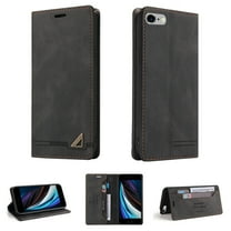 Dteck iPhone 7 Case, iPhone 8 Case, iPhone SE 2020 Case, Credit Card Slot Stand Slim Premium PU Leather & Soft TPU Back Shockproof Flip Folio Book Magnetic Cover For iPhone 7/8/SE 2020,Black